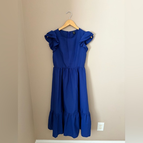 SHEIN Royal Blue Maxi Dress with Ruffle Sleeves Size Small - Picture 4 of 6